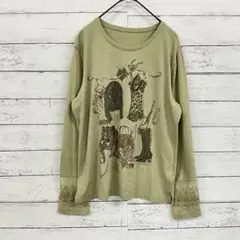BON CILIE 刺繍レース袖 長袖Tシャツ M 体型カバー 春秋カジュアル
