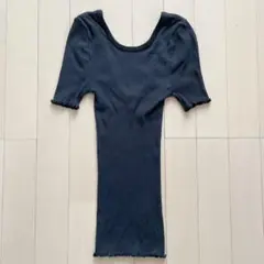 HAKUJI【美品】ハーフスリーブニット 半袖カットソー リブニット グレー
