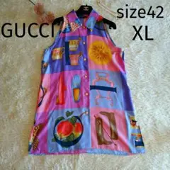 GUCCI ノースリーブ シルクブラウス 希少な大きいサイズXL42