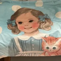 Pepper doll 毛布 女の子と猫のイラスト付き