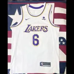 Nike Lakers背番号6 ホワイト白 ノースリーブ バスケットボールウェア