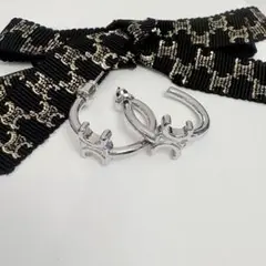 【数点のみ】セリーヌ トリオンフ アシンメトリックフープ ピアス シルバー