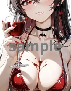 AI美女 アニメ イラスト A4ポスター ハロウィン吸血鬼コスプレ彼女@373