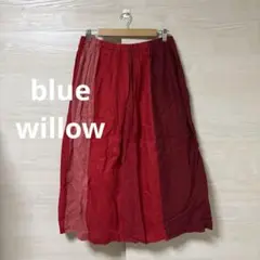 blue willow★赤系 グラデーション フレアスカート ロング リネン 麻