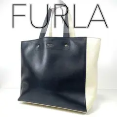 【希少✨】FURLA フルラ トートバッグ ブラック×ホワイト レザー
