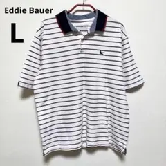 Eddie Bauer エディバウアー ストライプ柄ポロシャツ ネイビー/レッド
