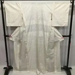 【1544】夏牛首紬　アイボリー　証紙有り　しつけ糸付き