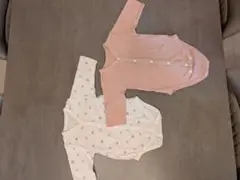 厚手長袖ボディスーツ 2枚セット ピンク・ホワイト