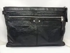 良品 *BALENCIAGA バレンシアガ* レザー クラッチバック 黒