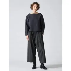 美品 ミズイロインド 24AW ハイウエストワイドパンツ ブラック