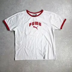 90s PUMA リンガーTシャツ ホワイト ボルドー プーマ