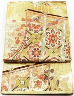 留袖用 袋帯 正絹 金箔 几帳文 天井文 鳳凰 華文 牡丹 菊 梅 F5860