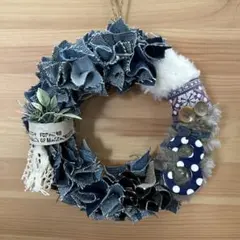 リメイクデニム　リース　ハンドメイド