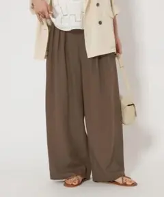 green label relaxing タック ワイド パンツ -撥水-