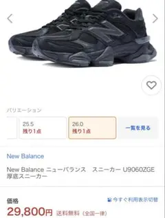 【美品】ニューバランス U9060ZGEオールブラック