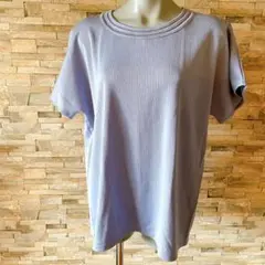 【新品タグ付き】半袖Tシャツ リブ編み　ドルマン風　パープル　ゆったり