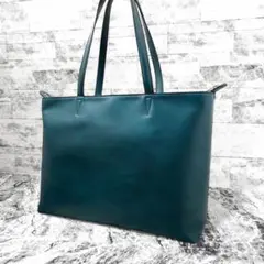 美品✨ エルゴポック トートバッグ 06 レザー ネイビー グリーン A4収納