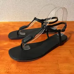 ❀美品 オスクレン レザー 黒 ブラック サンダル 24.5cm