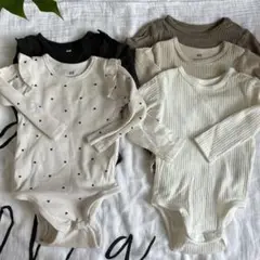 H&M ベビー 赤ちゃん 68 70サイズ ロンパース リブ 無地