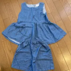 b.room130デニムトップスとショートパンツセット