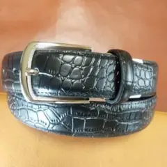 （ワニ型押しタイプ）格安新品牛革35㎜紳士メンズベルト（両面本革加工）
