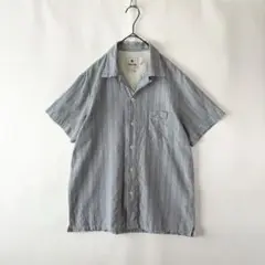 snow peak 日本製 オープンカラー シャツ リネン混 シャンブレー M