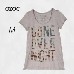 b8020【オゾック】半袖 Tシャツ グレー M プリント Uネック カジュアル
