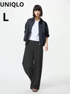 25SS　ユニクロ　レディース　感動ワイドパンツ　UVカット　ストレッチ　黒　L