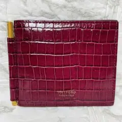 トムフォード　クロコ型押し　お札入れ　マネークリップ　カードケース　折り財布 TOM FORD トムフォード カードケース Y0341 LCL239G メンズ