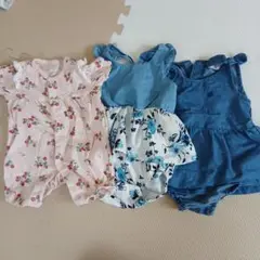 デニムフリルワンピース　フタフタ　ロンパース 70サイズ