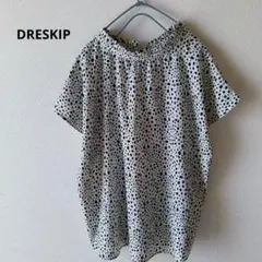 DRESKIP　ブラウス　ドット　ダルメシアン　ハイネック　2way ゆったり