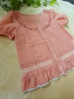JILLSTUART　フリル付きピンク半袖シャツ