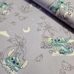 ✿【ディズニー】ステッチ<オックス> 生地 布 はぎれ[薄紫系]