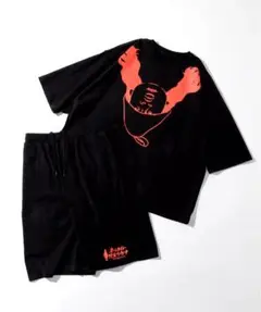 KANNAIGI × サウナ田ヒロユキ プリント セットアップ 館内着　黒　S