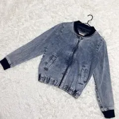 Heather✨美品　デニムジャケット　ブルゾン　ジップアップ　ブルー　（F）