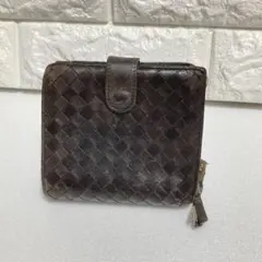 BOTTEGA VENETA ボッテガ イントレチャート 折り財布 茶色 レザー