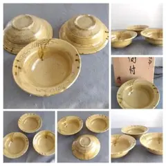 瀬戸焼　雲形向付　4客　15cm　明治〜昭和初期 瀬戸焼 雲形向付 4客 15cm 明治〜昭和初期