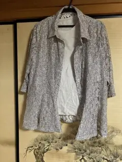 シニア向けシャツジャケット　単品　裏レース　おしゃれ　LL寸