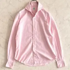美品 フィナモレ ホリゾンタルカラー カッタウェイ 長袖シャツ ピンク rt1