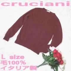 ⭐️クルチアーニ ハイゲージニットセーター 毛100% イタリア製 ボルドー L