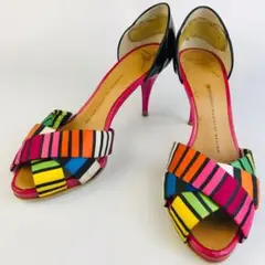 良品★ジュゼッペ ザノッティ・レザー クロスストラップ パンプス(371/2)