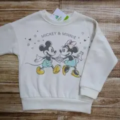 新品 未使用 ディズニー ミッキー ミニー 長袖 裏起毛 トレーナー 95