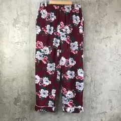 Y5395古着　柄パンツ　パジャマパンツ　えんじ　90s Y2K