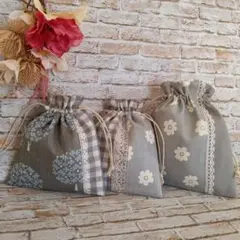 310.ハンドメイド　巾着3点セット