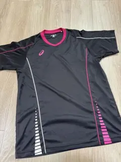 asics バレーボールシャツ L ブラック/ピンク
