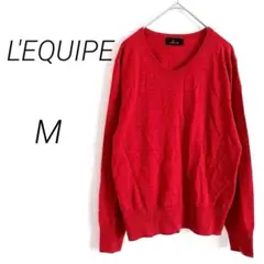 【1482】L'EQUIPE レキップ　長袖ニット　赤ピンク　M