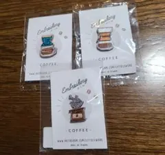 コーヒー刺繍ピンバッジ