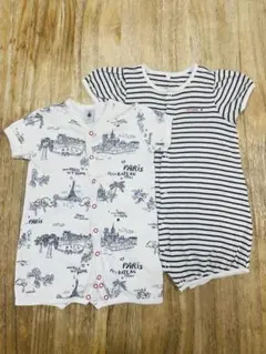 PETIT BATEAU パリ柄ロンパースとボーダー 6m 67㎝　2点セット