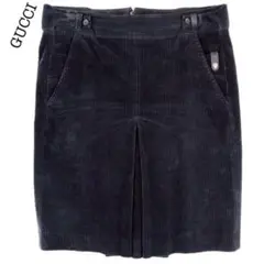 グッチ コーデュロイタイトスカート 黒 38 コットン バックジップ GUCCI