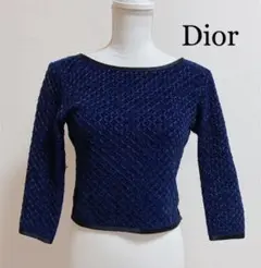 美品 Christian Dior ディオール ニット 長袖 M ネイビー